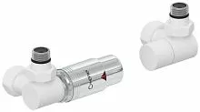 Сунержа 30-1421-6203 Терморегулятор автоматический 3D, левый, G 1/2" НР х G 3/4" НГ (набор), матовый белый/хром