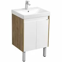 Акватон 1A2788K0SDZ90 Сканди Doors Набор: Тумба-раковина 55х45 см, белый глянец/дуб рустикальный + раковина Адриана-55 купить  в интернет-магазине Сквирел