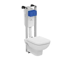 Ideal Standard WA330101 Prosys Eco Frame Комплект 3 в 1: подвесной унитаз i.life A T471701 + крышка-сиденье T453001 + инсталляция для монтажа Prosys Eco Frame M E233267, Euro White (евробелый)
