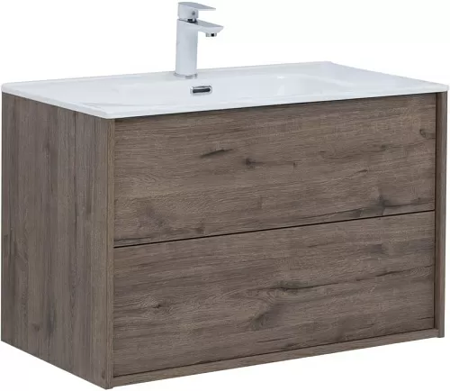 Aquanet 00287543 Lino Тумба под раковину, подвесная, 80х46 см, темное дерево купить  в интернет-магазине Сквирел