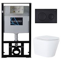 Azario AZ-8010-1000+AZ-8200-0013+AZ-0053 Комплект инсталляции с унитазом Teramo с сидением микролифт и клавишей смыва, черная