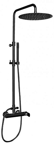 Cezares GLAM-CD-NOP Душевая стойка со смесителем, верхний душ диаметр 300 мм, антикальциавый, ручной душ с гибким шлангом, исполнение черный матовый
