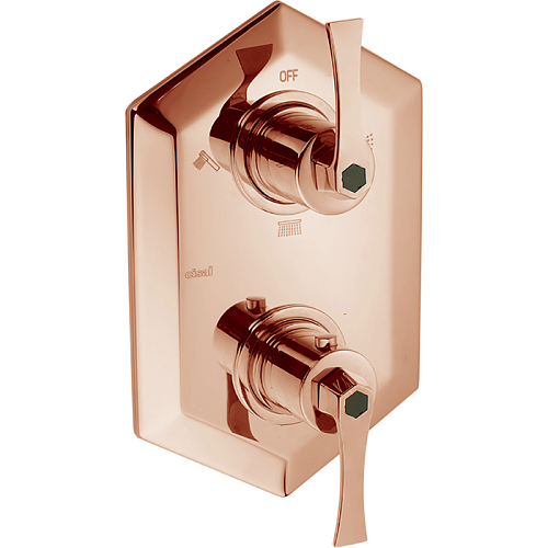 Cisal CF0192007E  Cherie Внешняя часть встраиваемого термостатического смесителя для душа, переключатель на 3 выхода, цвет розовое золото/черный снято с производства