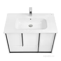 Акватон 1A239001RVX20 Ривьера Тумба под раковину, 80х45 см, белый матовый/черный матовый купить  в интернет-магазине Сквирел