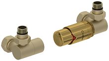 Сунержа 022-1422-6207 Терморегулятор автоматический 3D, правый, G 1/2" НР х G 3/4" НГ (набор), матовая шампань/золото