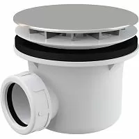 Alcaplast A49CR Сифон для поддона 90 мм, белый/хром