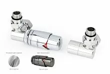 Сунержа 01-1421-6211 Терморегулятор автоматический 3D, левый, G 1/2" НР х G 3/4" НГ (набор), черный хром/черный хром