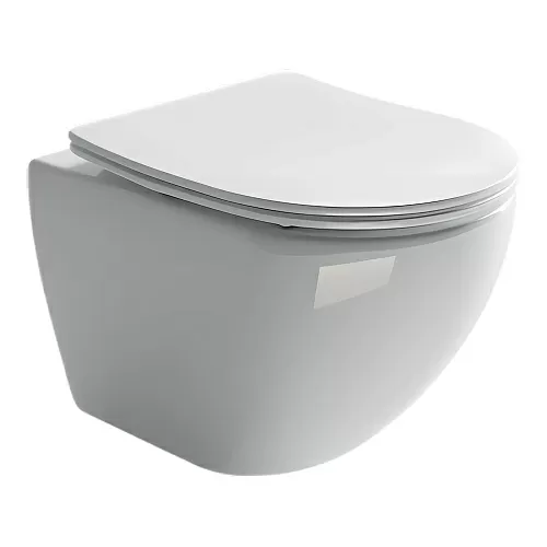 Ceramica Nova CN4002 Metropol Rimless Унитаз подвесной, 37х49 см, глубокий смыв, с ультра тонкой крышкой-сиденьем, белый