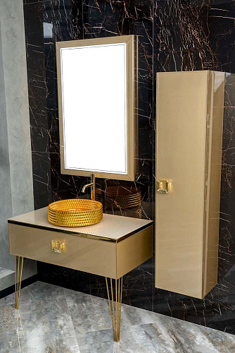 Тумба 100 см Armadi Art LUCIDO 770-100-Light Gold купить  в интернет-магазине Сквирел