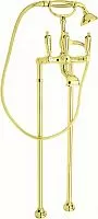 Cezares FIRST-VDP-03/24-M Смеситель для ванны, с ручным душем, напольный, золото 24 карат/ручки металл