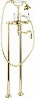 Cezares FIRST-VDP2-03/24-Bi Смеситель для ванны, с ручным душем, напольный, золото 24 карат/ручки белые