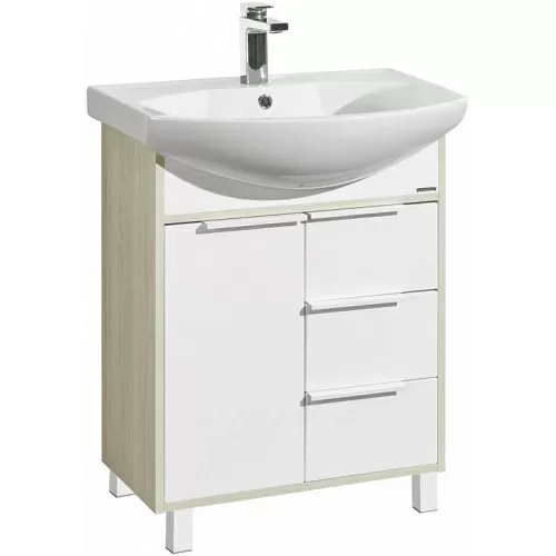 Акватон 1A2133K1RIB90 Рико Тумба с раковиной, 65х44 см, белый/ясень фабрик купить  в интернет-магазине Сквирел